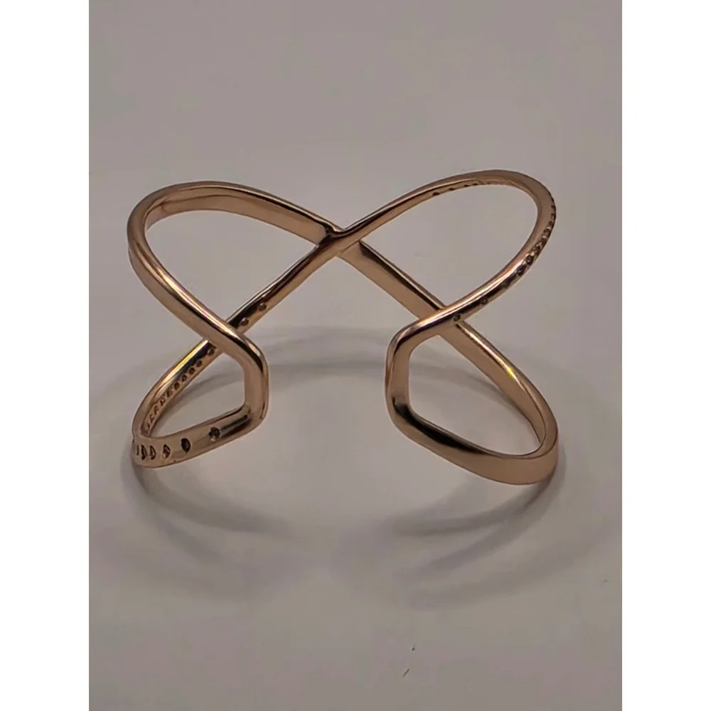 Kendra Scott Candice Rose Gold Crisscross Pave Cuff Bracelet Statement Jewelry